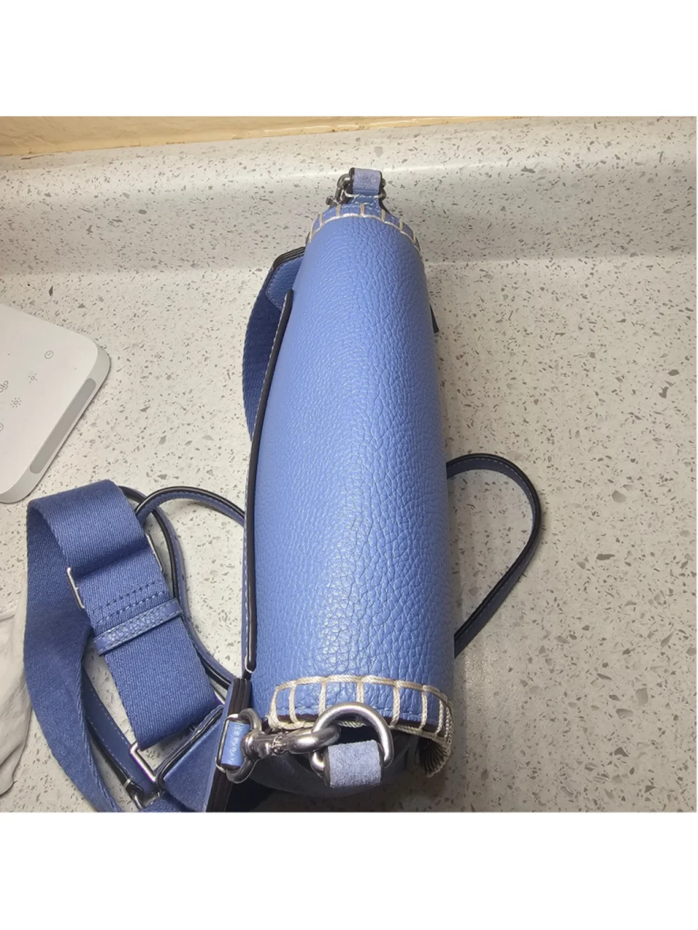 Tory Burch McGraw Whipstitch Flap Crossbody Bag - Blue Leather & Suede